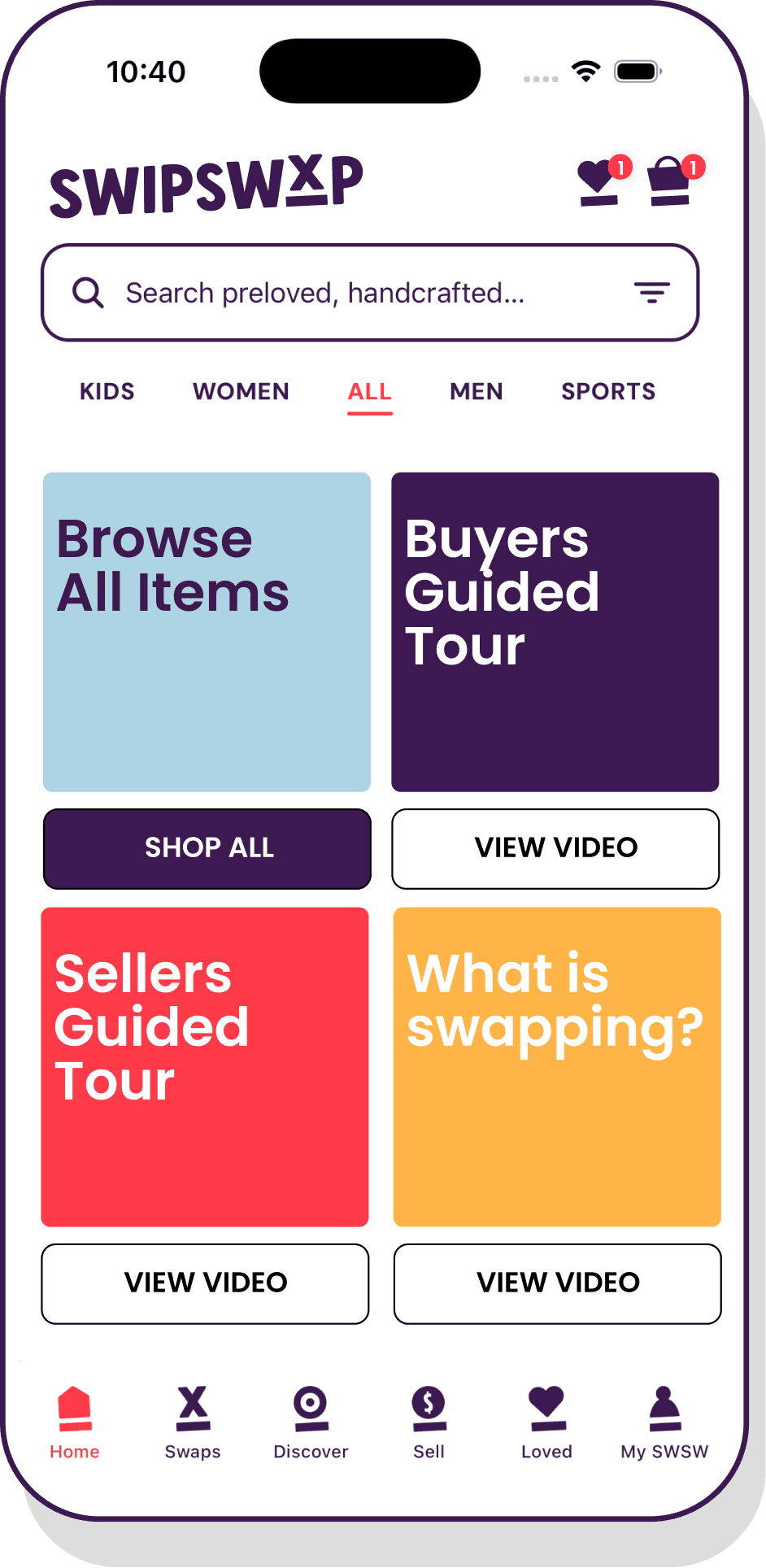 SWIPSWXP app home screen